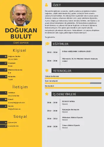 Gemi Kaptanı CV Örnekleri cv indir